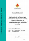 Research paper thumbnail of Aplicación de la fisioterapia convencional y la reeducación postural global en el tratamiento de una lumbalgia crónica