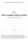 Research paper thumbnail of Deber cumplido objetivo perdido. Entrevista a Fernanda Hopenhaym