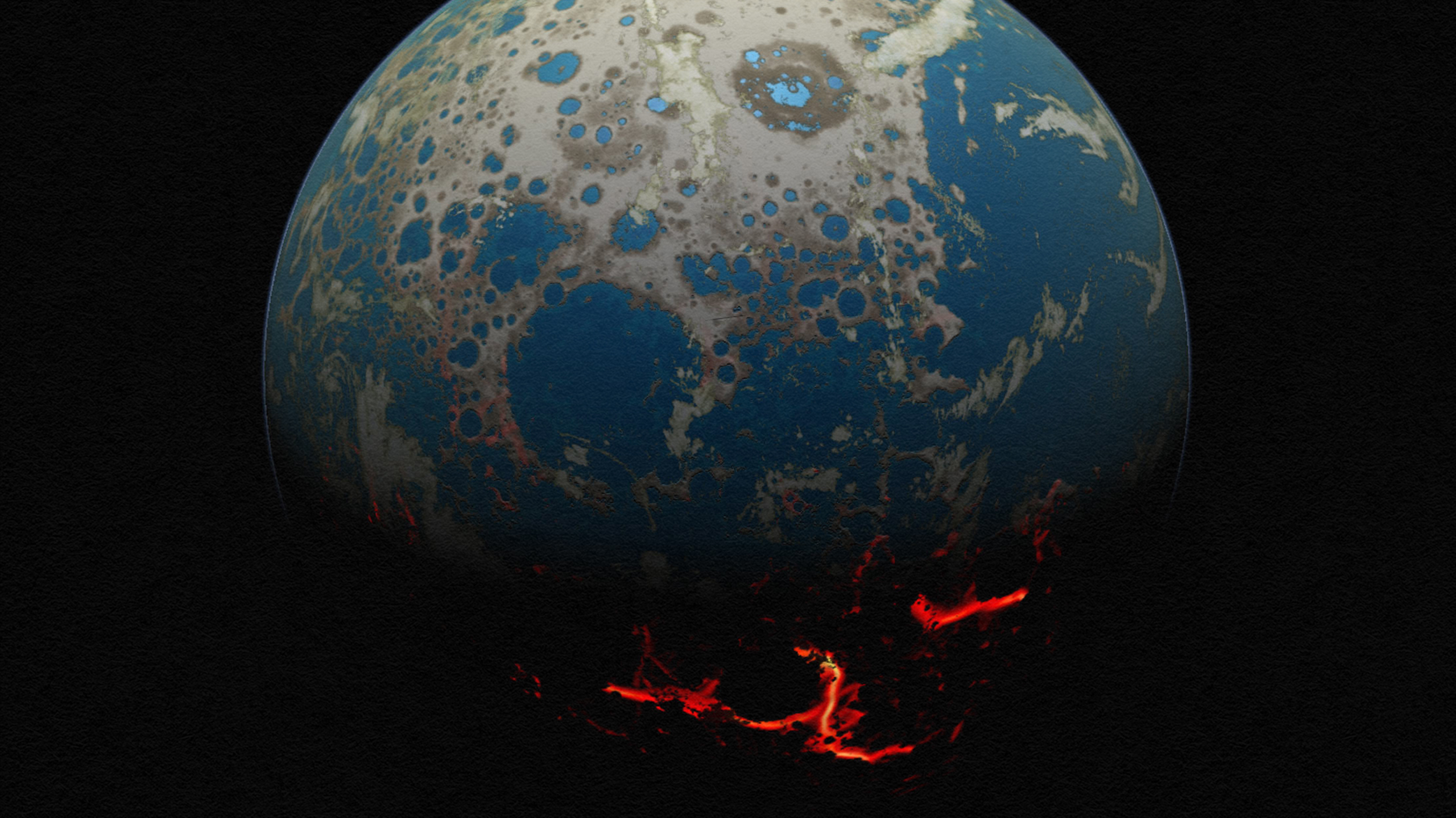 An image of a moon with lava on it.