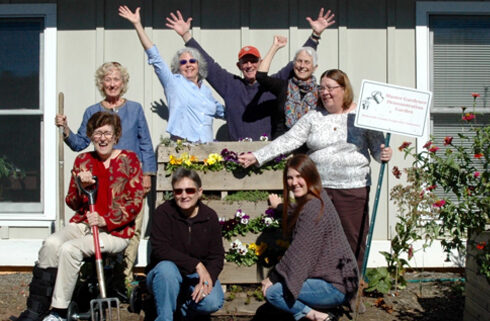 Master Gardener volunteers in the garden