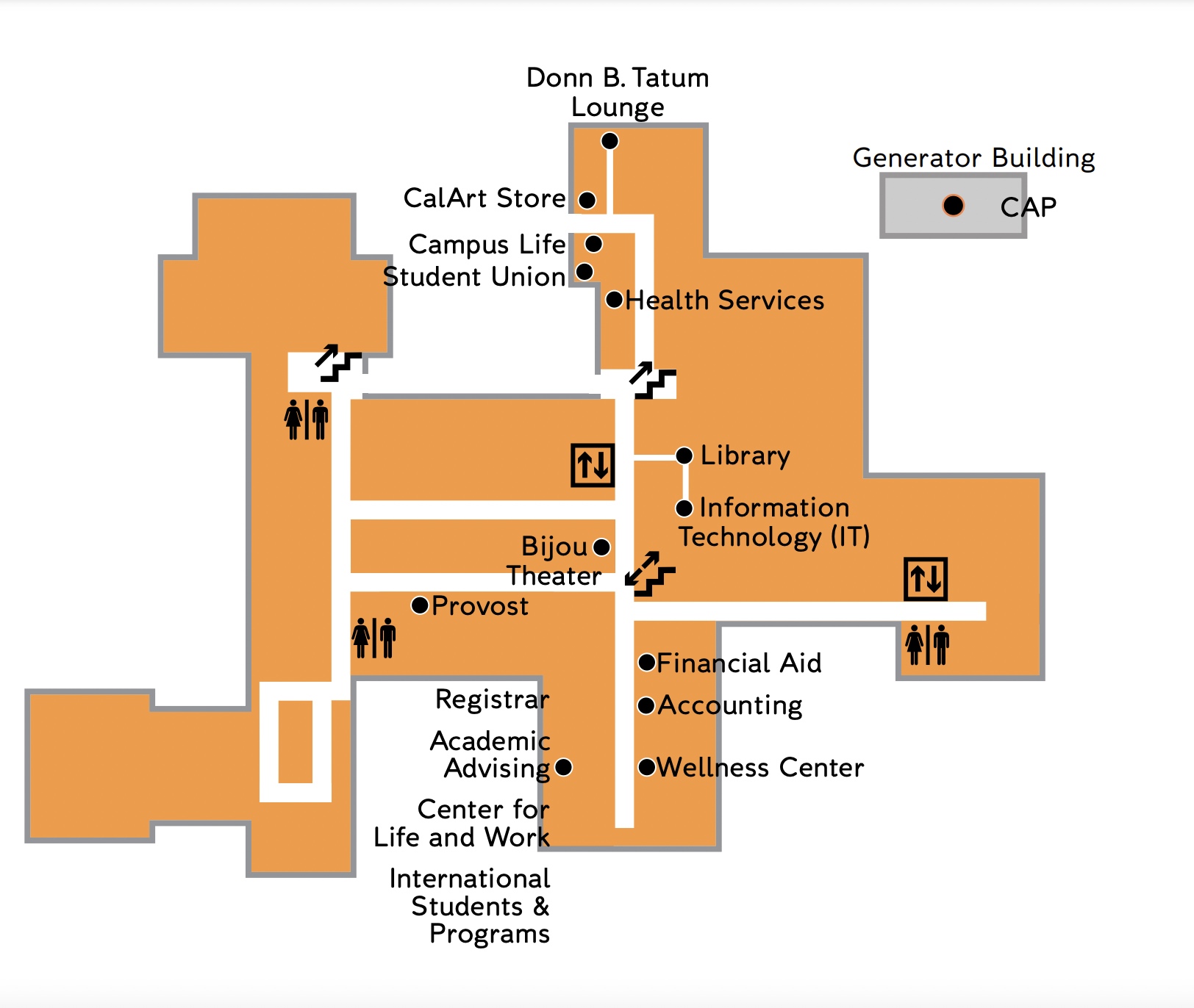 Map of the second floor of calarts 