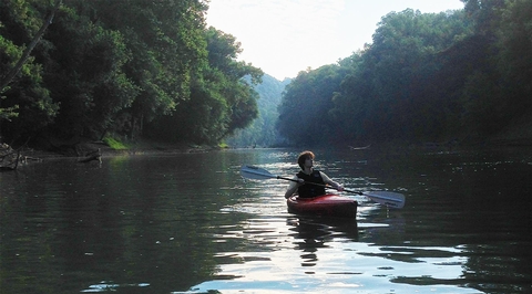 Green River in Mammoth Cave National ParkMore than 30 miles of the Green and Nolin Rivers course through Mammoth Cave NP, representing one of the most biologically diverse river systems in the Eastern United States. Their languid waters are a magnet for canoeist, kayakers and anglers.