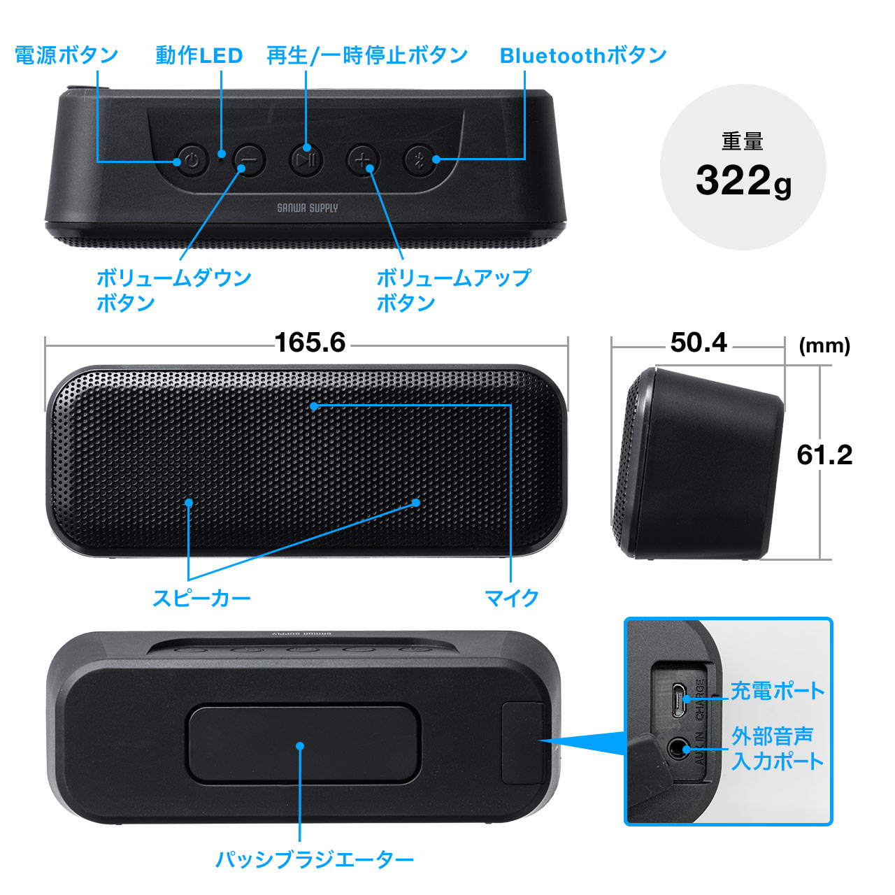 h BluetoothXs[J[ 10Wo IPX4  pbVuWG[^[ 400-SP086