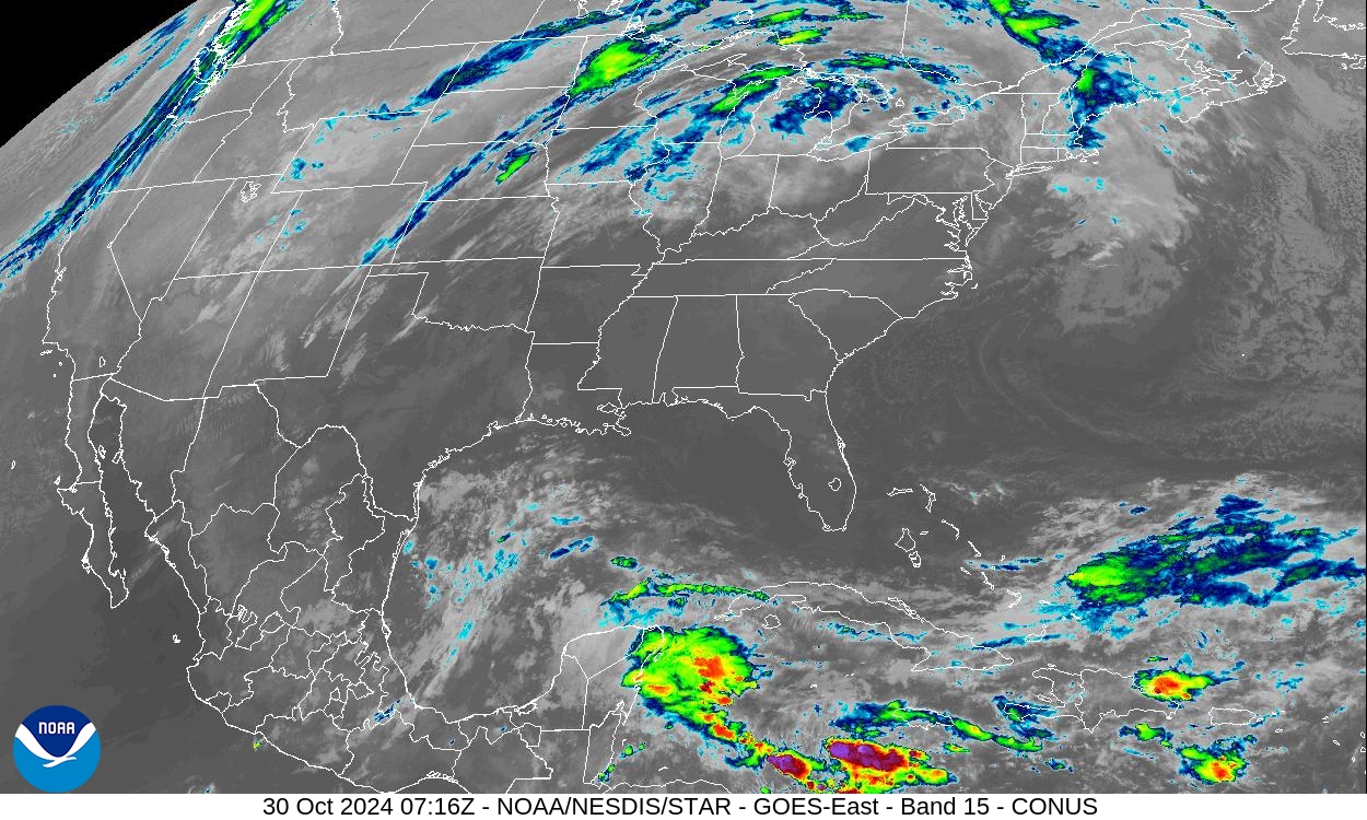 Band 15 - 12.3 µm - Dirty Longwave Window - IR - 30 Oct 2024 - 0716 UTC