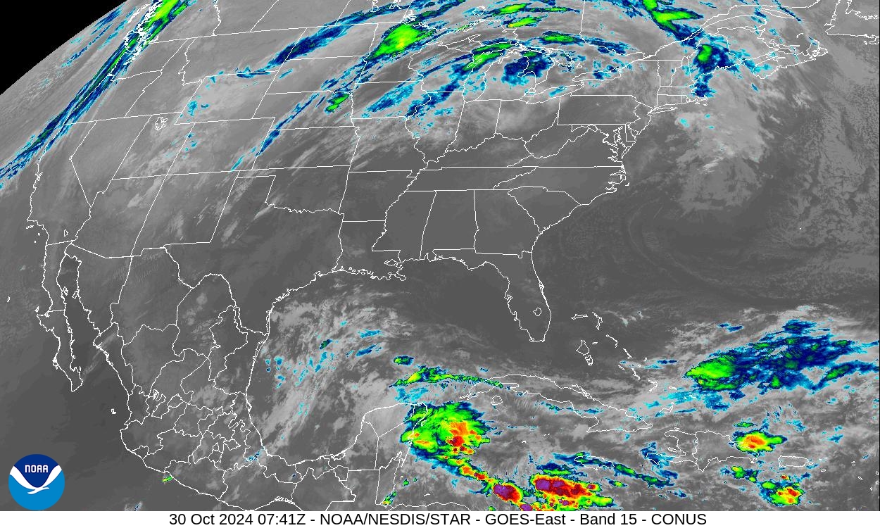 Band 15 - 12.3 µm - Dirty Longwave Window - IR - 30 Oct 2024 - 0741 UTC