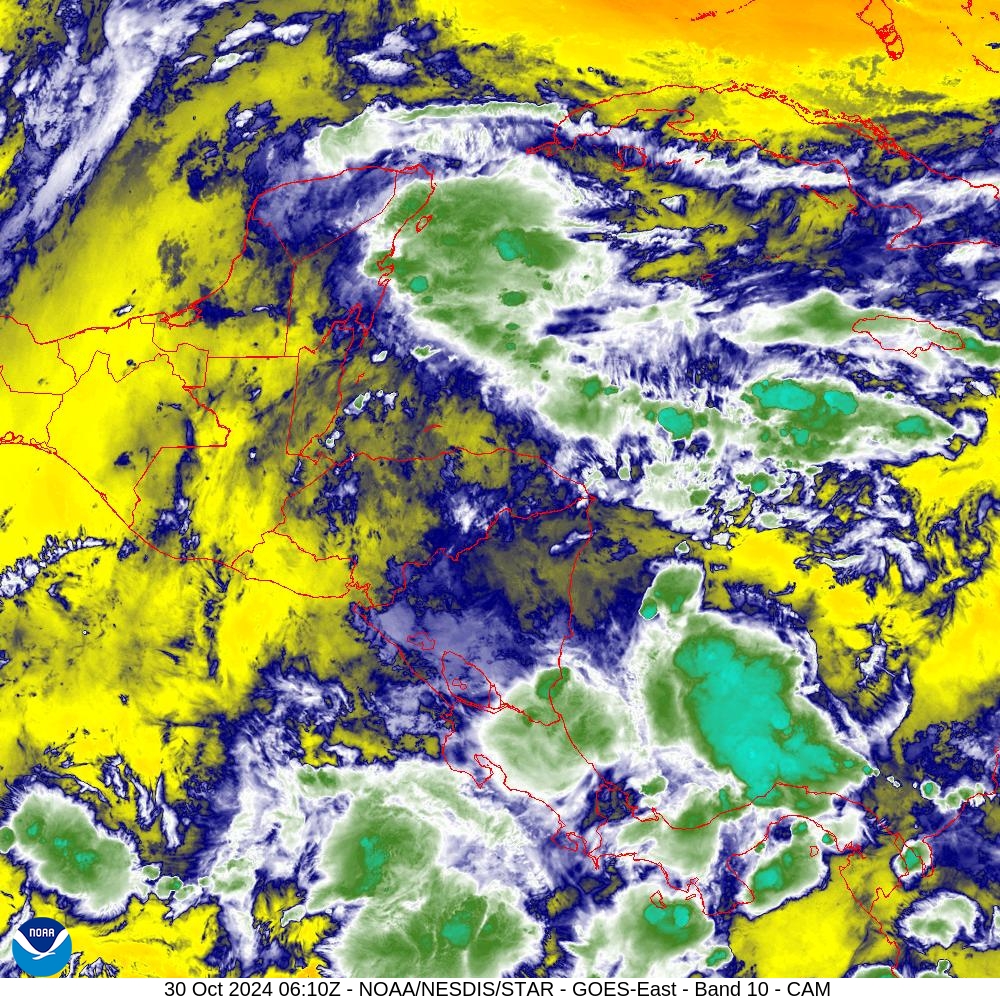 Band 10 - 7.3 µm - Lower-level Water Vapor - IR - 30 Oct 2024 - 0610 UTC