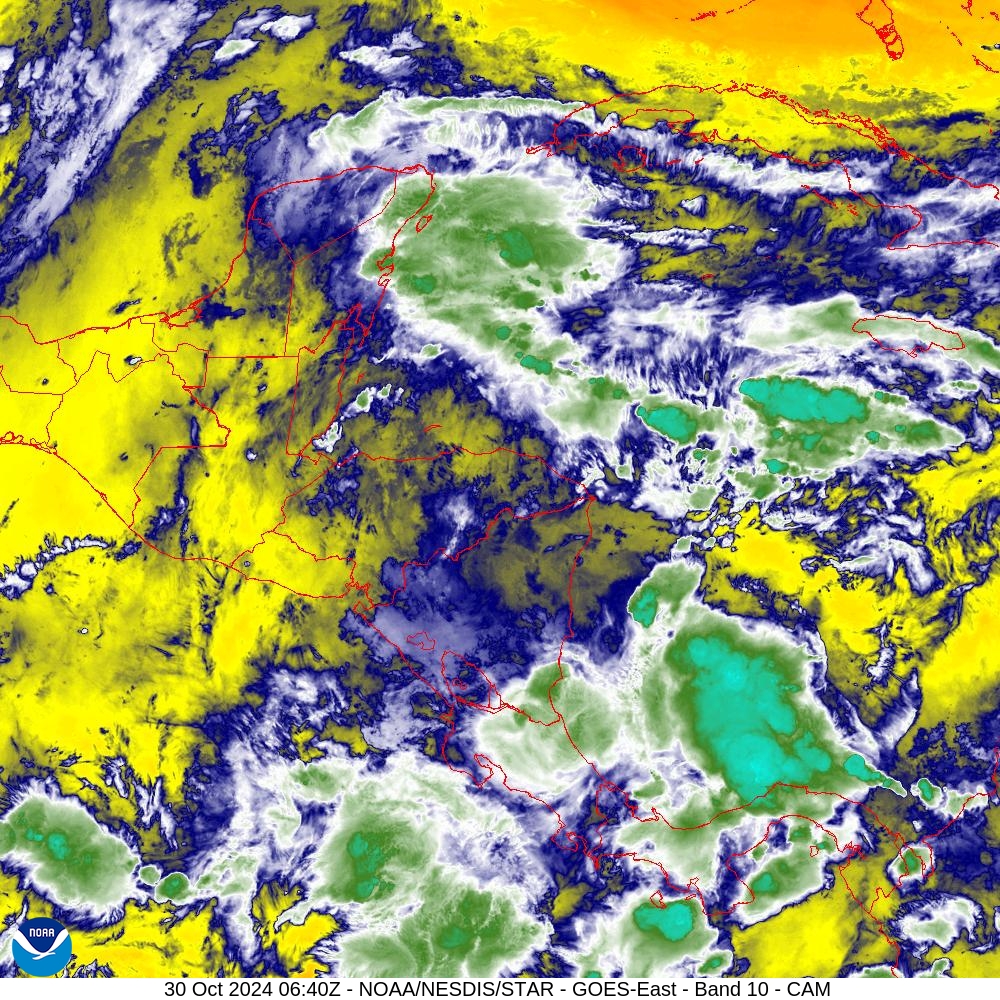 Band 10 - 7.3 µm - Lower-level Water Vapor - IR - 30 Oct 2024 - 0640 UTC