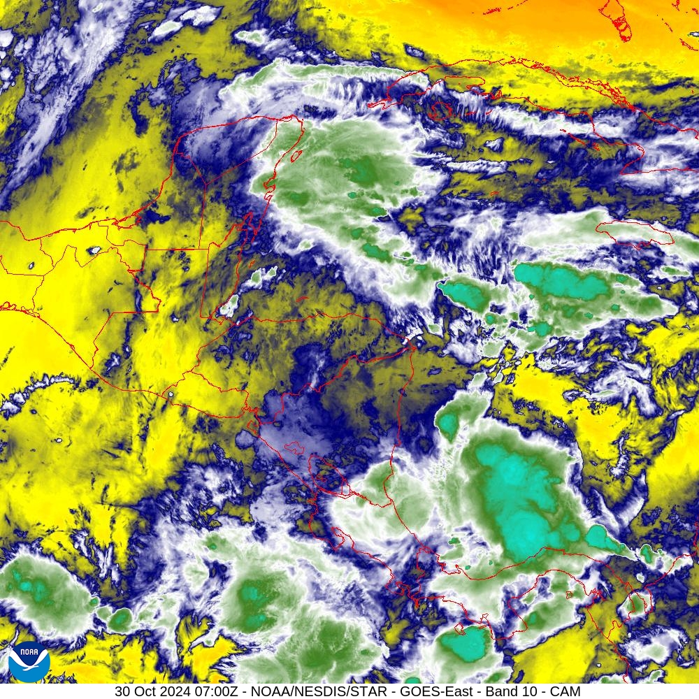 Band 10 - 7.3 µm - Lower-level Water Vapor - IR - 30 Oct 2024 - 0700 UTC