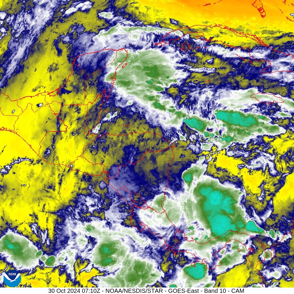 Band 10 - 7.3 µm - Lower-level Water Vapor - IR - 30 Oct 2024 - 0710 UTC