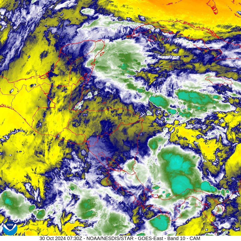 Band 10 - 7.3 µm - Lower-level Water Vapor - IR - 30 Oct 2024 - 0730 UTC