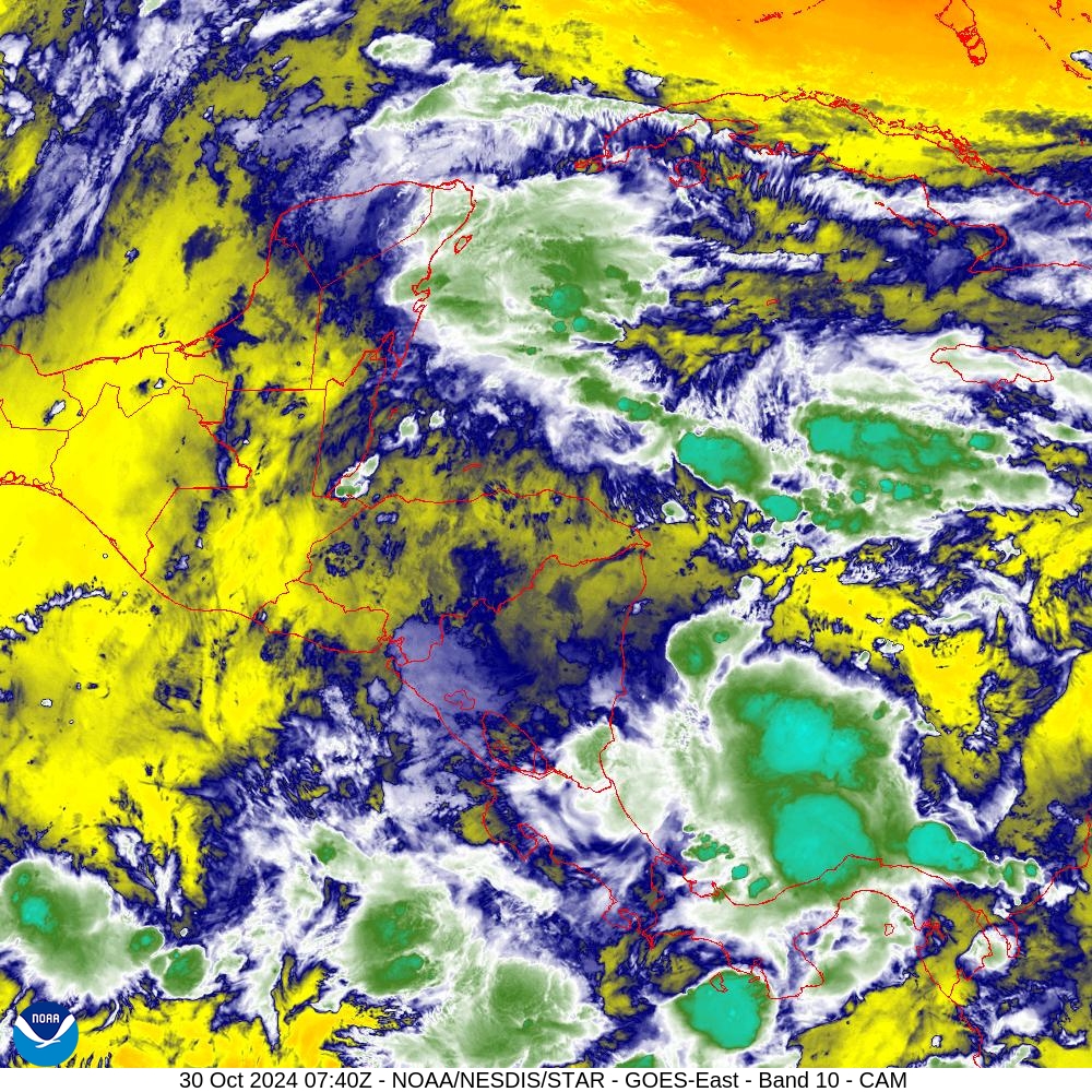 Band 10 - 7.3 µm - Lower-level Water Vapor - IR - 30 Oct 2024 - 0740 UTC