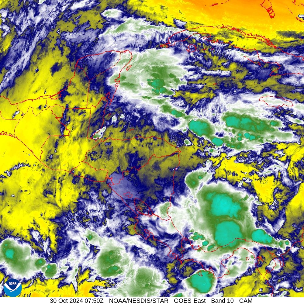 Band 10 - 7.3 µm - Lower-level Water Vapor - IR - 30 Oct 2024 - 0750 UTC