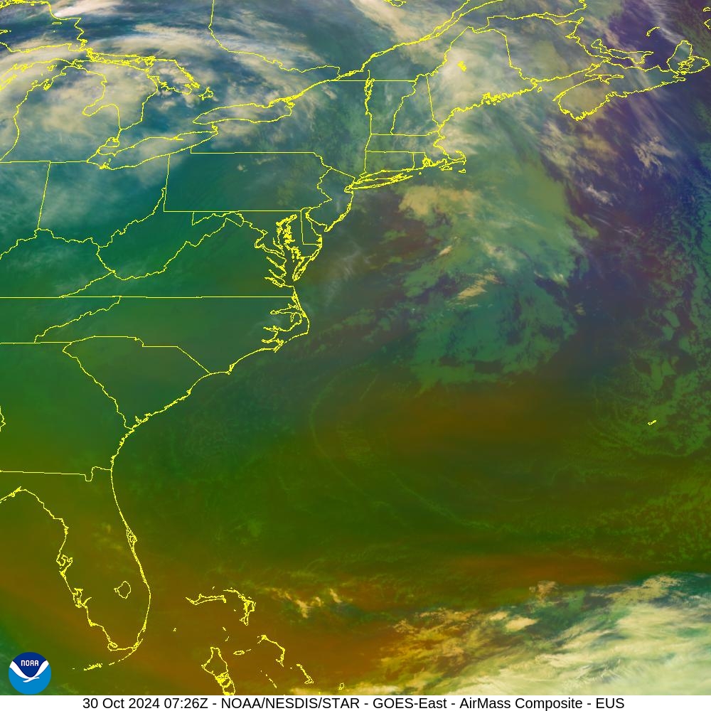 Air Mass - RGB based on data from IR & water vapor - 30 Oct 2024 - 0726 UTC