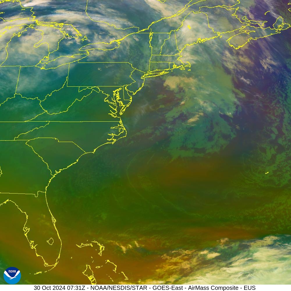 Air Mass - RGB based on data from IR & water vapor - 30 Oct 2024 - 0731 UTC