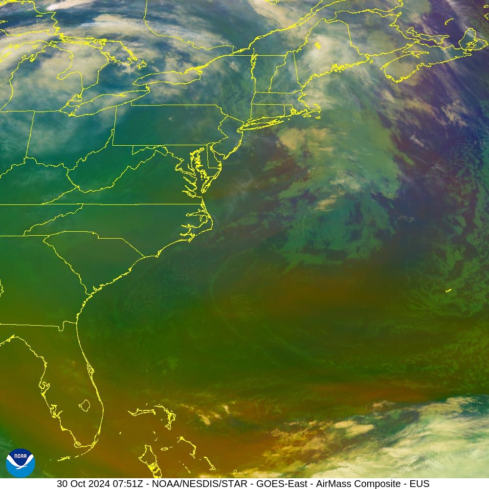 Air Mass - RGB based on data from IR & water vapor - 30 Oct 2024 - 0751 UTC