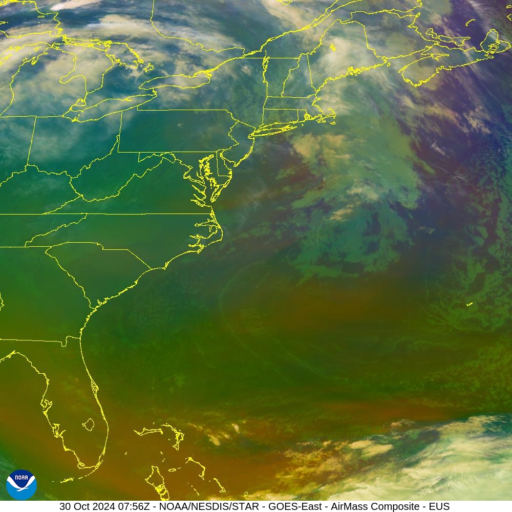 Air Mass - RGB based on data from IR & water vapor - 30 Oct 2024 - 0756 UTC