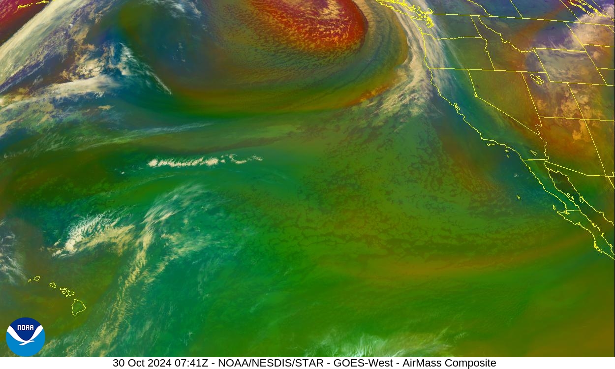 Air Mass - RGB based on data from IR & water vapor - 30 Oct 2024 - 0741 UTC