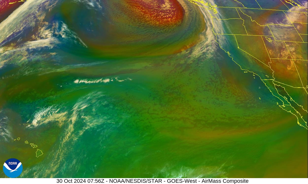 Air Mass - RGB based on data from IR & water vapor - 30 Oct 2024 - 0756 UTC