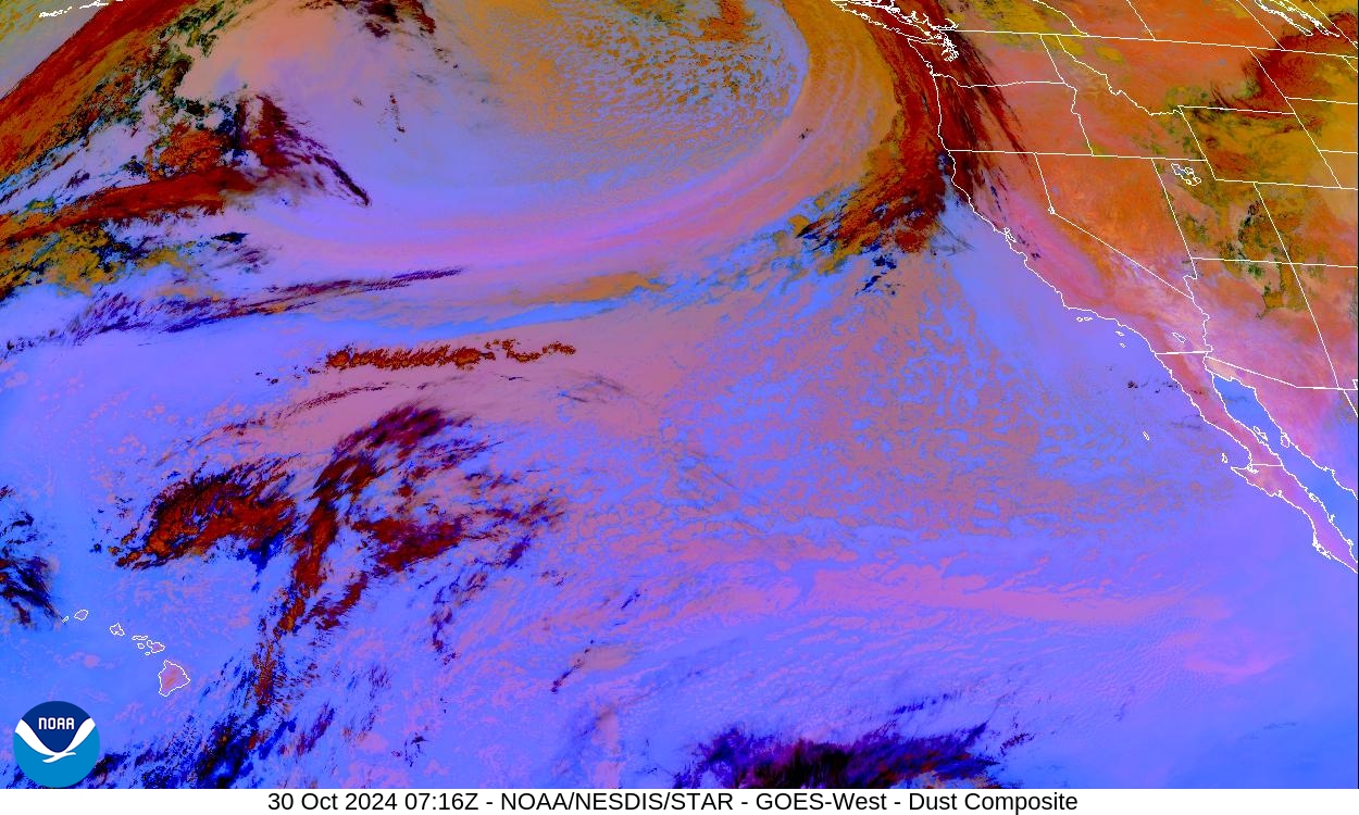 Tropospheric Dust Content - RGB for identifying tropospheric dust - 30 Oct 2024 - 0716 UTC