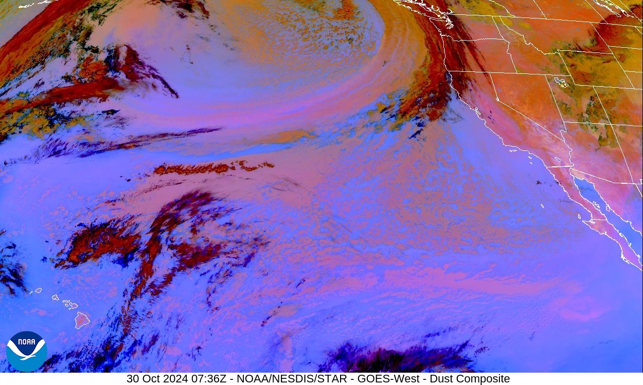 Tropospheric Dust Content - RGB for identifying tropospheric dust - 30 Oct 2024 - 0736 UTC