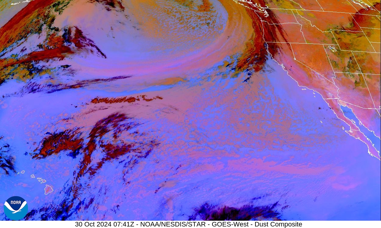 Tropospheric Dust Content - RGB for identifying tropospheric dust - 30 Oct 2024 - 0741 UTC