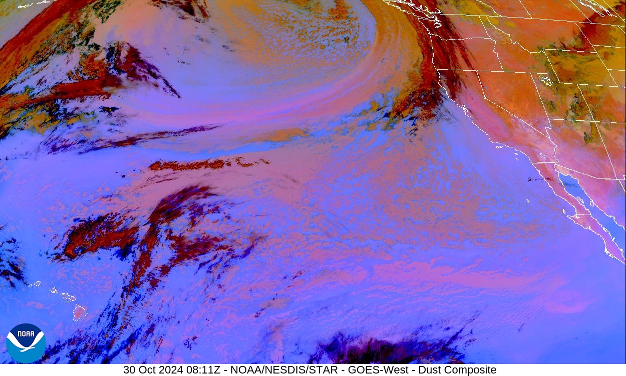 Tropospheric Dust Content - RGB for identifying tropospheric dust - 30 Oct 2024 - 0811 UTC