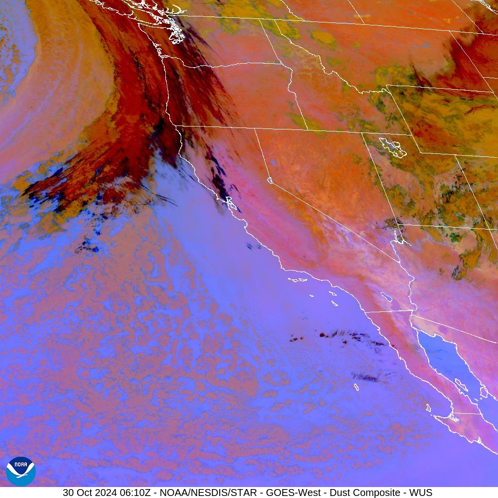 Tropospheric Dust Content - RGB for identifying tropospheric dust - 30 Oct 2024 - 0610 UTC