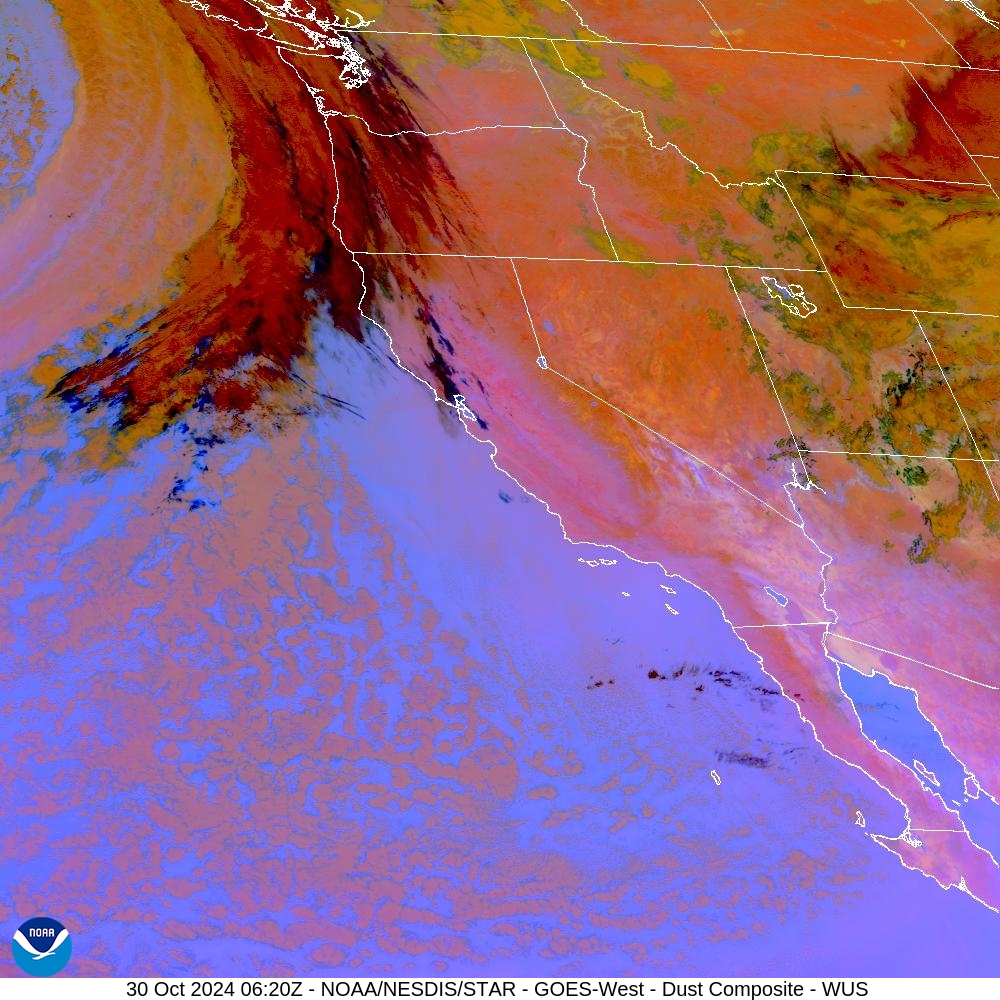 Tropospheric Dust Content - RGB for identifying tropospheric dust - 30 Oct 2024 - 0620 UTC