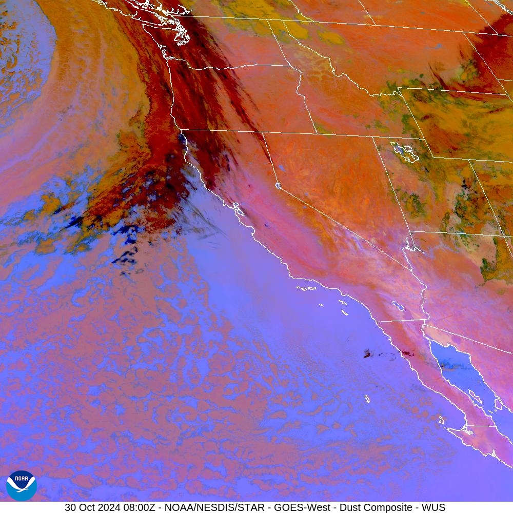 Tropospheric Dust Content - RGB for identifying tropospheric dust - 30 Oct 2024 - 0800 UTC