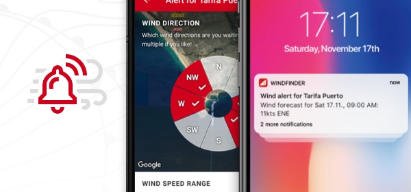 Get notified when wind and waves are right with our wind alerts