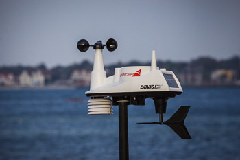 Closeup of mounted weather station