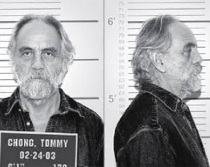 A mug shot of Tommy Chong.