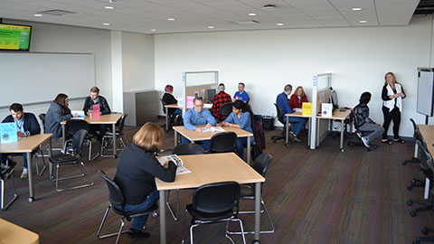 Students working on computers in Learning Commons