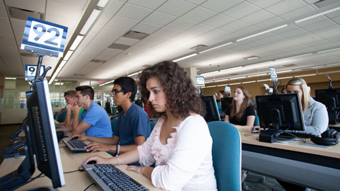 Students taking a test