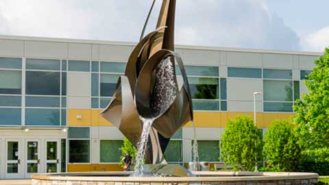 fountain on campus