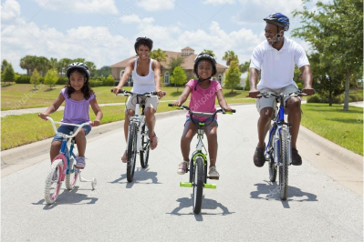 Family on bikes