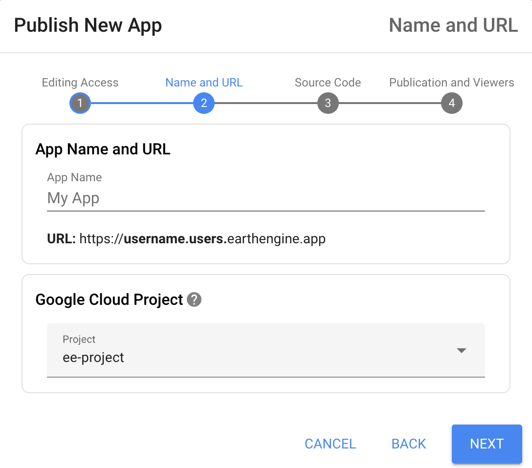 Publish an App, Name and URL