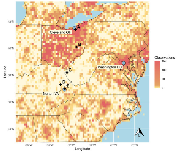 iNaturalist observations of Odonata from the eastern United States, observed before January 1, 2020.