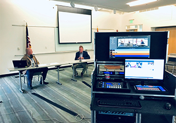 Video equipment used to broadcast a live public meeting