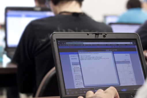 student working on laptop