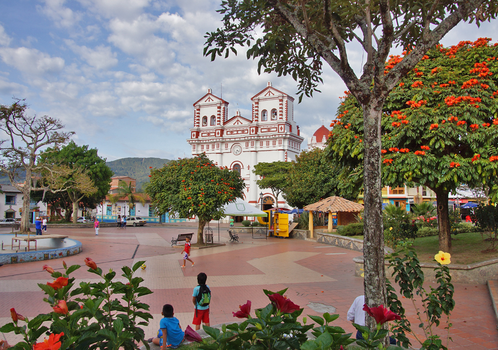  White church in plaza