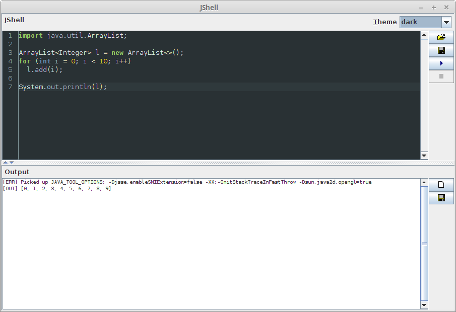 Screenshot of example script output