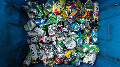 bin of campus recyclables