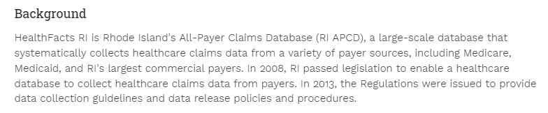 HealthFacts RI Database