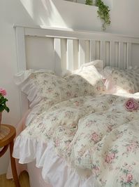 Ruffle Coquette Floral Duvet Cover 4pcs Set, Double Gauze Soft Cotton Cottagecore Country Style Princess Bedding - Etsy