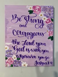 This custom painted canvas is hand painted with a color of your choosing, then your quote is handwritten on the canvas. Please state if you would like flowers painted on your canvas. This canvas is NOT created with a machine - the writing is by hand.