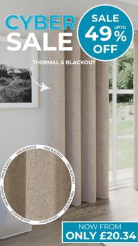 These stylish linen-look curtains offer 100% blackout, thermal efficiency, noise reduction, and energy savings. Easy-to-install eyelet header included! 🏡✨