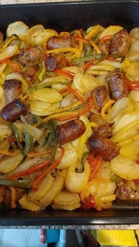 Sausage, Peppers, Onions, and Potato Bake Recipe | Allrecipes