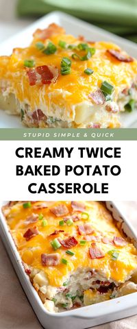 This Creamy Twice Baked Potato Casserole is a cozy, indulgent dish that everyone will rave about! It's perfect for family gatherings or holiday dinners when you want to impress without the fuss.