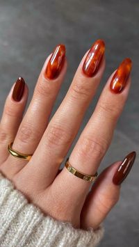 Nails | Nail inspo | Orange nails | Maroon nails | Brown nails | Acrylic | Holiday nails |